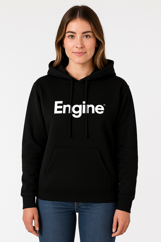 Unisex Black Hoodie, White Logo